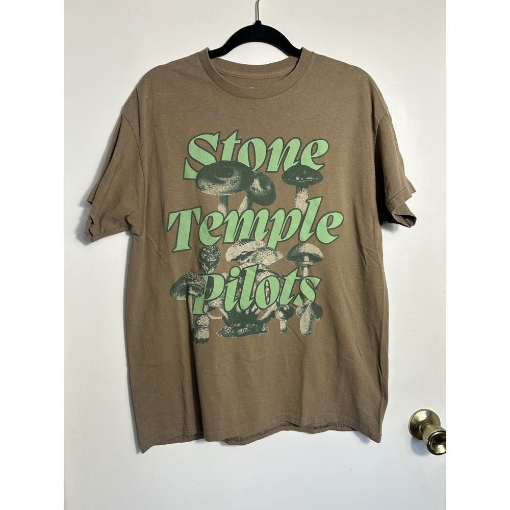 Stone Temple Pilots STP Band T-Shirt Men's Large Brown Mushroom Graphic Rock‎